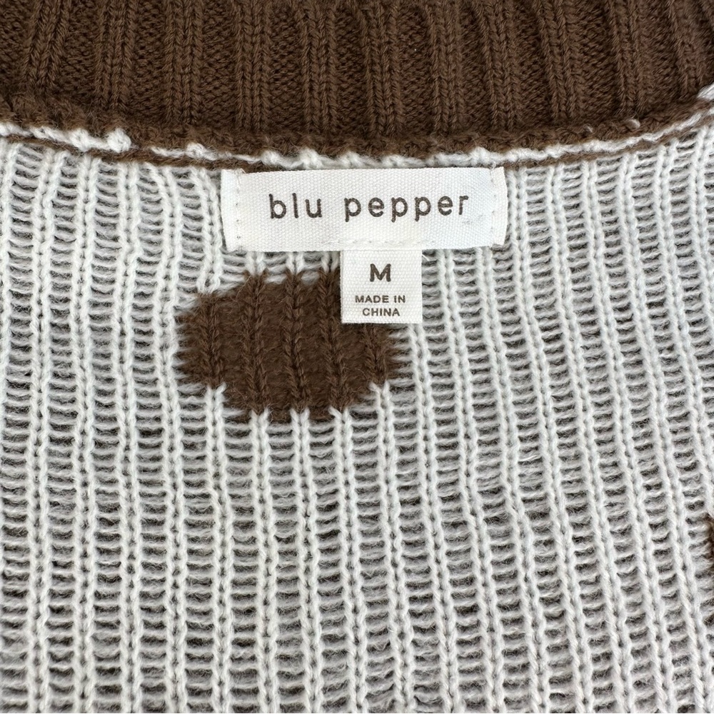 Blu Pepper Brown & White Polka Dot Cardigan – Size Medium - Picture 9 of 9